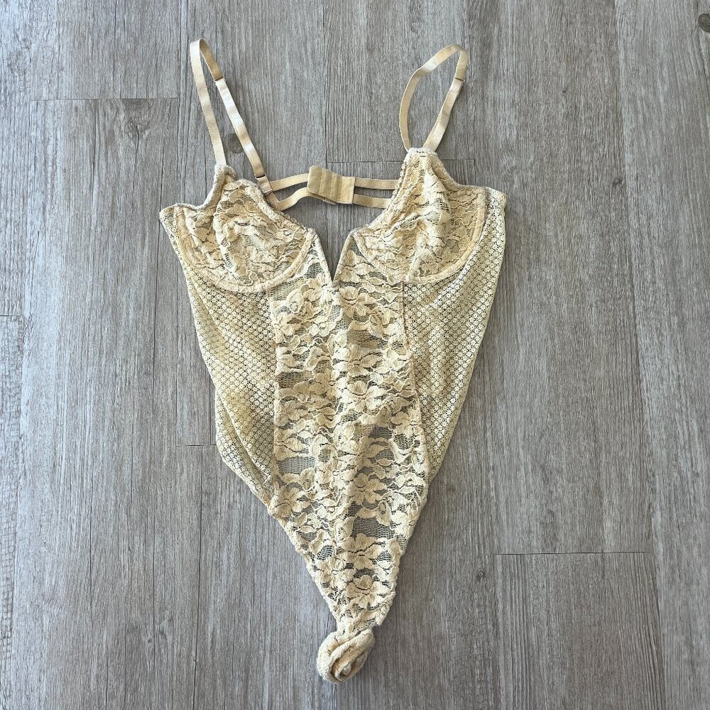 Womens Urban Outfitters Cream/Beige Lingerie Bodysuit - L